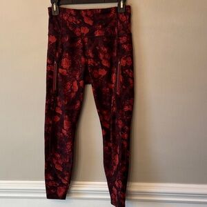 Athleta Red and Black Rainier Printed Tight 23 inch inseam